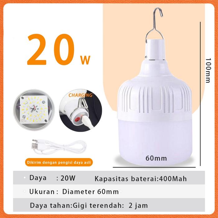 Gambar 20W-200W Lampu Emergency LED USB  Lamp Magic Jumbo Tetap Nyala Lama Walau Listrik Mati Lentera malam Lampu Ajaib Emergency Lamp - 20W-60mm dari SelaluLaris8888 undefined Tokopedia