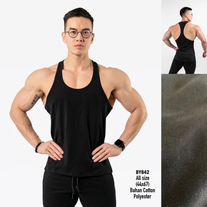 Gambar Singlet Gym Fitness Olahraga Pria Murah Nyaman Cotton Polyester - BY842 dari G&amp;A Sportswear undefined Tokopedia