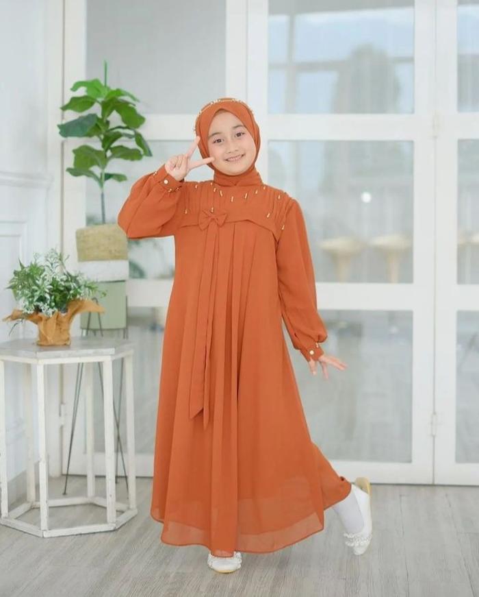 Gambar BAJU MUSLIM ANAK MODEL TERBARU BUSANA MUSLIM ANAK MODERN/GAMIS TRENDY - Orange, L dari Aulia Shoop2 undefined Tokopedia