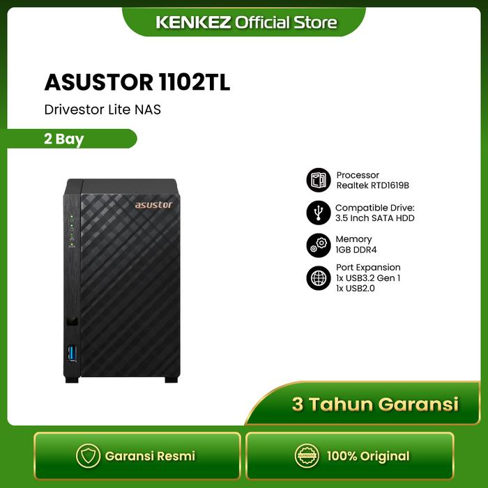 Gambar Asustor AS1102TL Drivestor 2 Lite NAS 2-Bay | Quad Core 1.7GHz | RAM 1GB | - TANPA HDD - 0TB dari Kenkez-com undefined Tokopedia