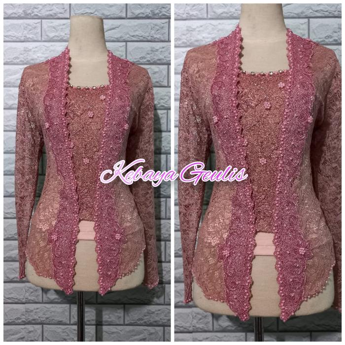 Gambar atasan kebaya kutubaru warna nude +longtorso - nude/ rosegold, XXXL dari KEBAYA GEULIS undefined Tokopedia