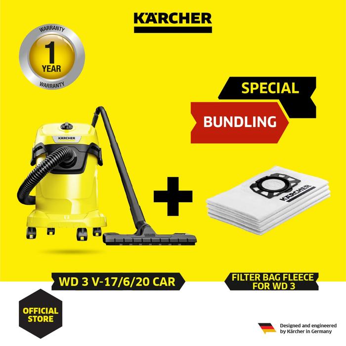 Gambar Karcher WD 3 V-17/6/20 CAR *EU Vacuum Cleaner Wet & Dry - WD3V+Filter Bag dari Karcher Indonesia undefined Tokopedia