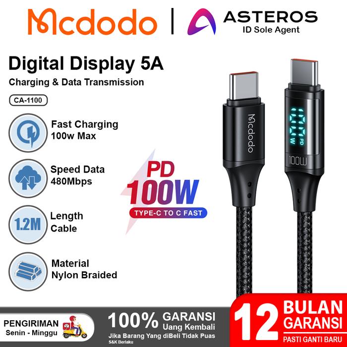 Gambar MCDODO Kabel Type C To Type C Digital Display PD FAST Charging 100W 5A - CA-1100 1.2M dari Mcdodo Official Indonesia undefined Tokopedia
