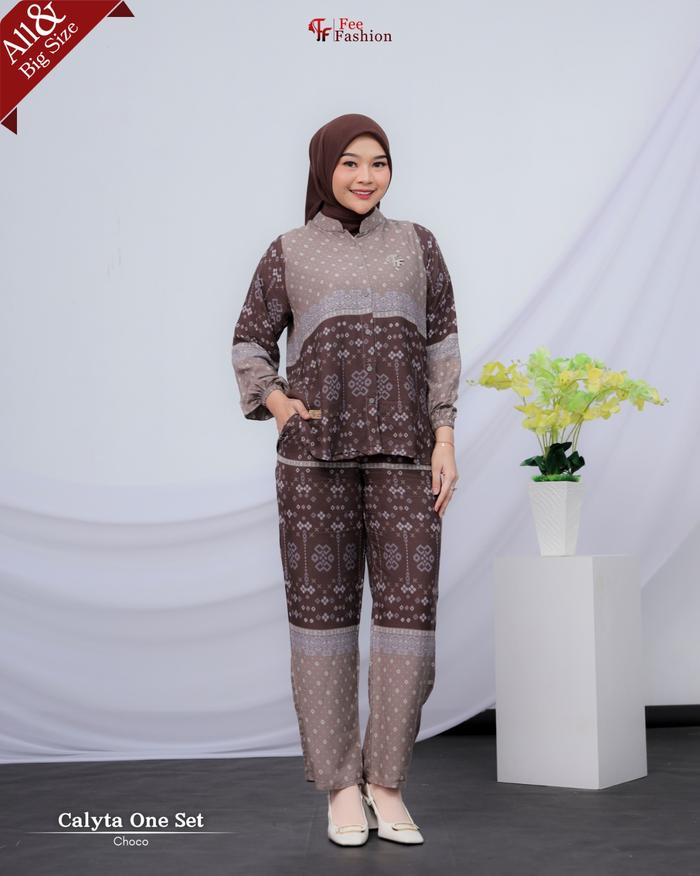Gambar CALYTA ONE SET BY FEE FASHION Matt. rayon premium - choco, All Size dari toko utami29 undefined 4 Tokopedia