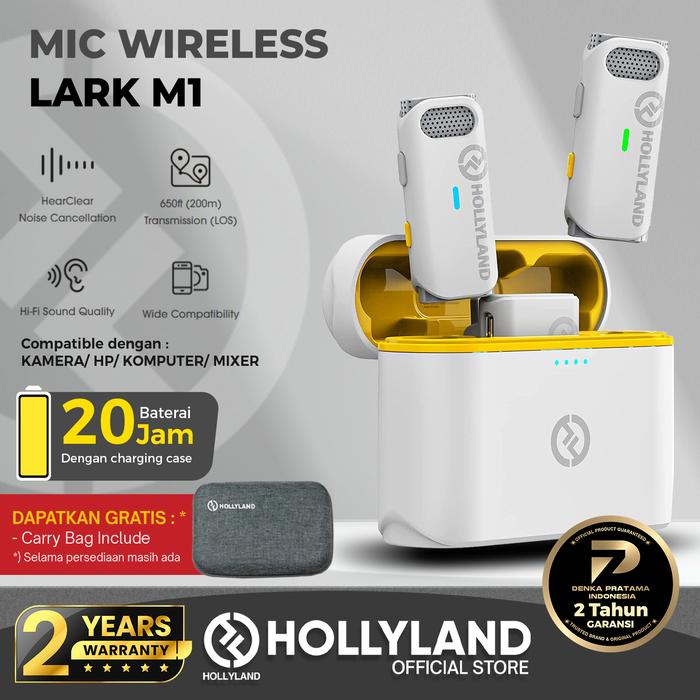 Gambar Hollyland Lark M1 Duo All-In-One Portable Microphone ABCD - Ivory White dari Hollyland Indonesia undefined Tokopedia