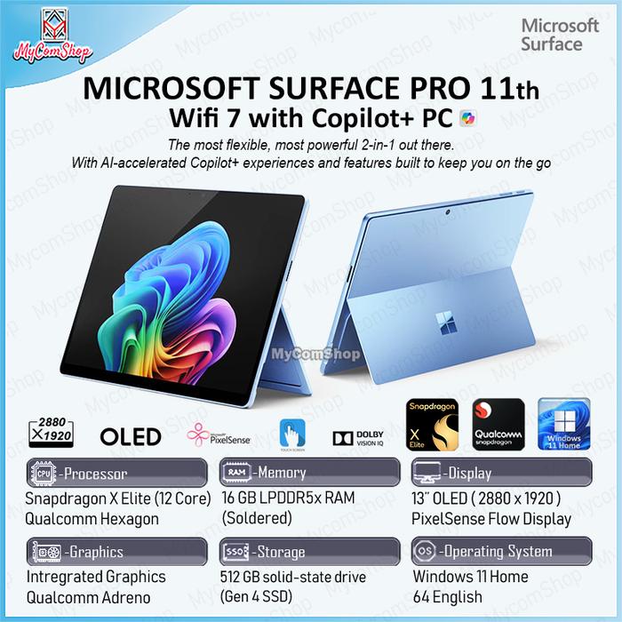 Jual MICROSOFT SURFACE PRO 11TH COPILOT+ PC SNAPDRAGON X ELITE
