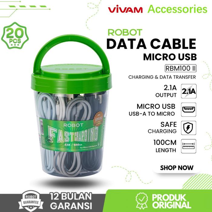 Gambar Robot RBM100S Micro USB Data Cable Colorful-1 toples 20 pcs - RBM100 II dari Vivan.Accesories undefined Tokopedia