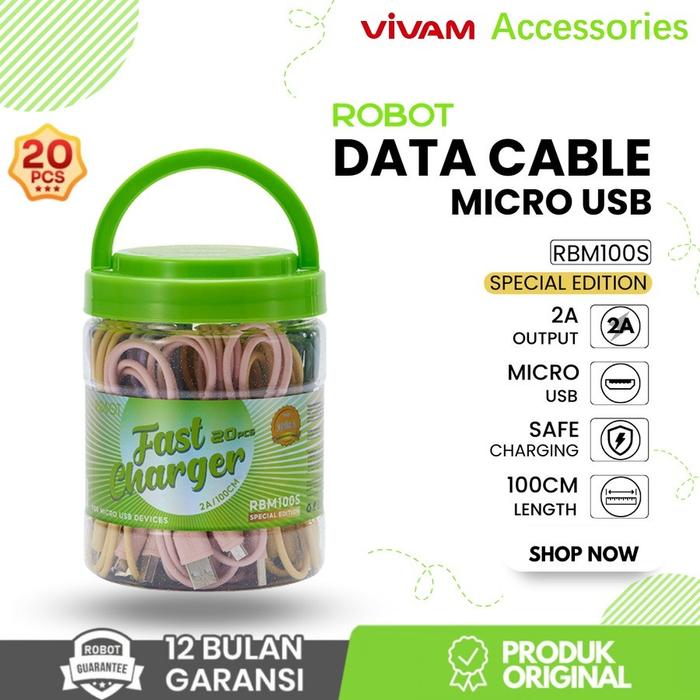 Gambar Robot RBM100S Micro USB Data Cable Colorful-1 toples 20 pcs - RBM100S Special dari Vivan.Accesories undefined Tokopedia