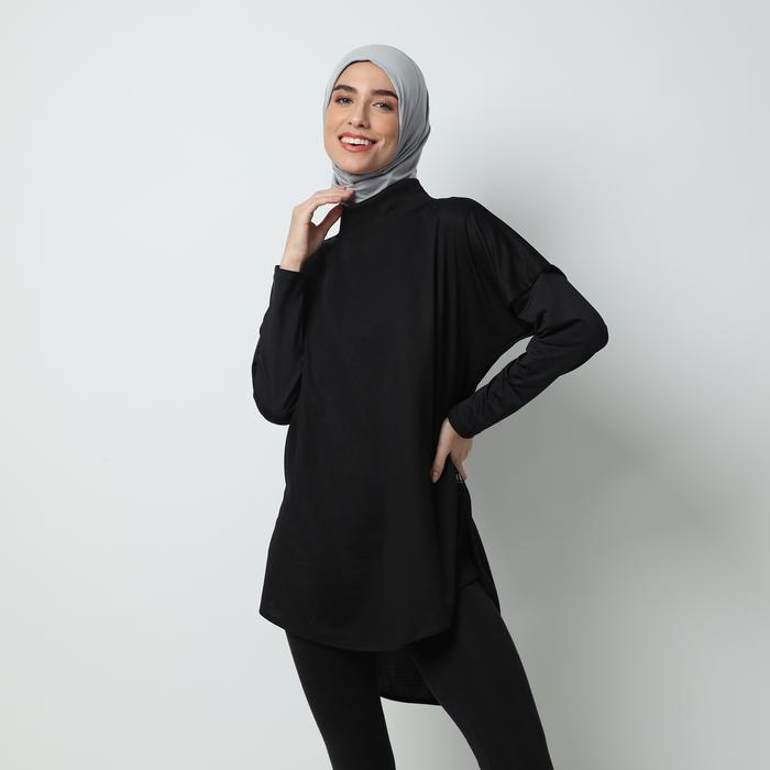 Gambar HIA Everywear Nazafarin Oversized Top Wanita Bahan Dry-Fit Warna Hitam - M fit to L dari HIA EveryWear undefined Tokopedia