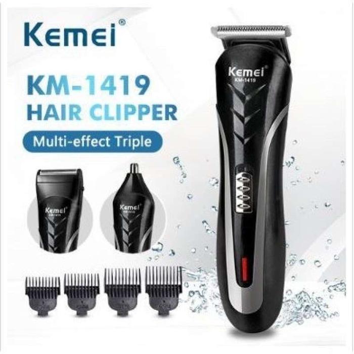 Gambar Kemei KM-1419 Alat Cukur 3in1 Rambut, Kumis Jenggot, dan Bulu Hidung. Hair Clipper Rechargeable. dari TK-Taufiq undefined Tokopedia