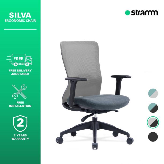Gambar Kursi Kantor Ergonomis Stramm Silva II - Grey on Black dari Stramm undefined Tokopedia