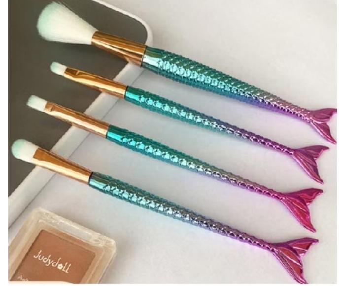 Gambar Set Kuas Make Up Mermaid/ 4 Pcs - Hijau Pink dari Love Beauty Complete undefined 2 Tokopedia