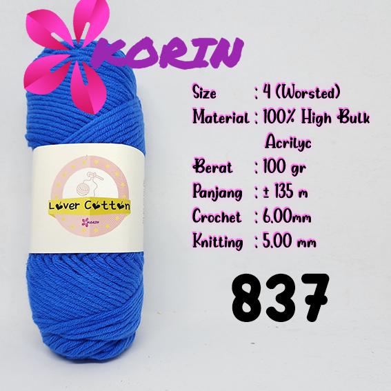 Gambar 8 Ply Benang Lover Cotton Single / Benang Rajut Mawar / Soft Acrylic Yarn / Milk Cotton Worsted 8 Ply / Katun Susu Korin / PART 2 - 837 BIRU TERANG dari Pabrik Tekstil undefined Tokopedia