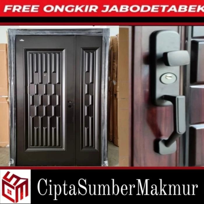 Gambar PINTU BAJA UTAMA MOTHER AND SON GG DOORS TYPE LUXURY 120.06(120x220cm) - BLACK, BUKA KANAN dari CiptaSumberMakmur undefined Tokopedia