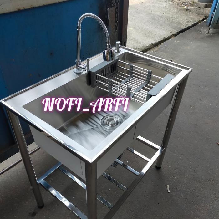 Gambar Bak cuci piring portable wastafel stainless rak kaki 80 cm - 80x50 oki dari nofiarfi undefined 5 Tokopedia