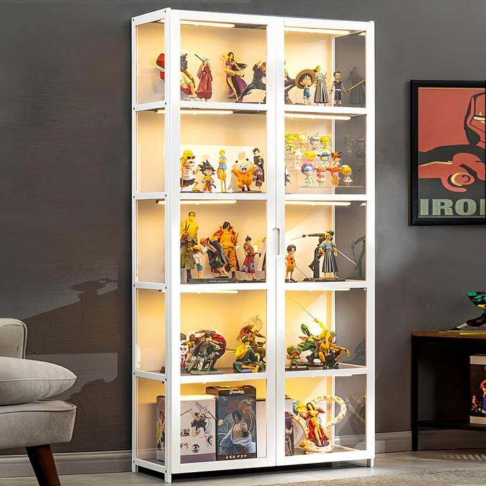Gambar lemari kaca hias+lampu LED/ lemari pajangan/ lemari kaca tas sepatu mainan acecoris - Putih, 100x40x180 dari Elziofurniture 59 undefined Tokopedia