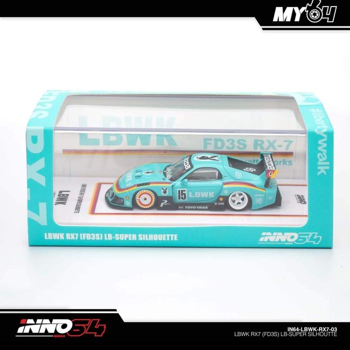 64 INNO MODEL LB-WORKS RX7 Orange Green INNO64 LBWK Mazda RX-7