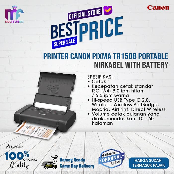 Gambar Printer Canon PIXMA TR150B Portable Nirkabel With Battery dari Multifungsi ID undefined Tokopedia