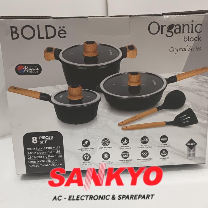 Gambar BOLDE - ORGANIC BLACK CRYSTAL SERIES COOKWARES 8 PCS SET dari SANKYO KEBAYORAN undefined Tokopedia