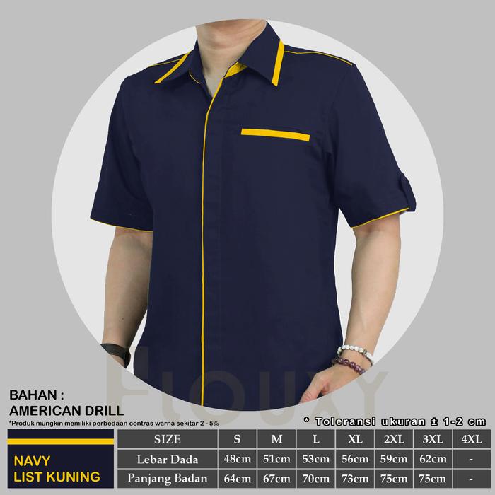 Gambar kemeja seragam jumbo/seragam kantor kombinasi/unisex - NavyKuning, XXXL dari FLOUXY STORE undefined Tokopedia