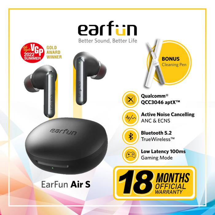 Gambar EarFun Air S - Active Noise Cancelling QCC3046 aptX BT5.2 Low Latency dari Earfun Indonesia undefined Tokopedia