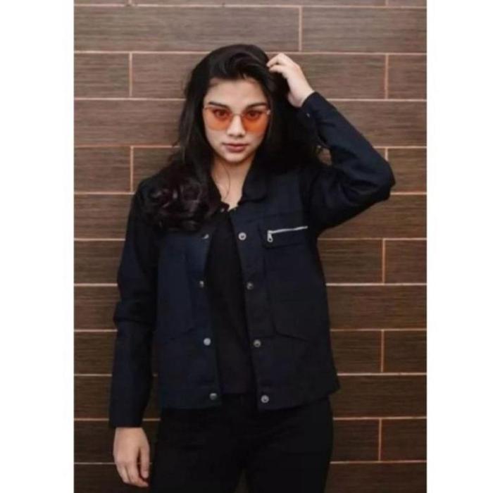 Gambar Borong Polan Jaket Wanita/Pocket Zippy/Jaket Keren Wanita/Jaket Santai - Hitam, L dari Wibowob Koleksi undefined Tokopedia
