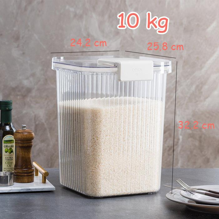 Gambar Kotak Tempat Penyimpanan Beras Rice Storage Box Kontainer Makanan Serbaguna Tempat Beras Kotak Wadah Beras Transparan - A -10KG dari HODECOR undefined Tokopedia