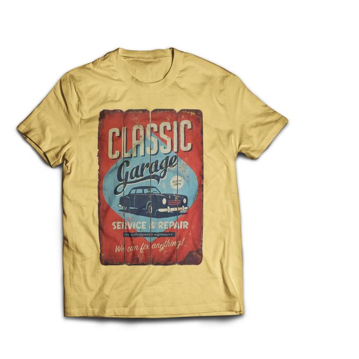 Gambar Kaos Vintage pria original retro jumbo big size bahan full katun garage - Kuning Cream, S dari BigDadyStoree undefined Tokopedia
