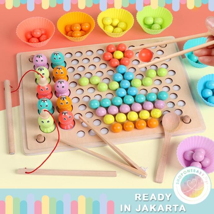 Gambar Terlaris Mainan Montessori Fishing Memory Chess Beads Matching Game Wooden Toys dari Loveley Store undefined Tokopedia