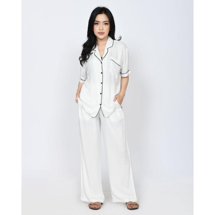 Gambar Piyama Katun Lengan Pendek LEZAHRASIGNATURE Baju Tidur Katun Wanita FIT M-XXL - Putih, M dari LEZAHRASIGNATURE undefined Tokopedia