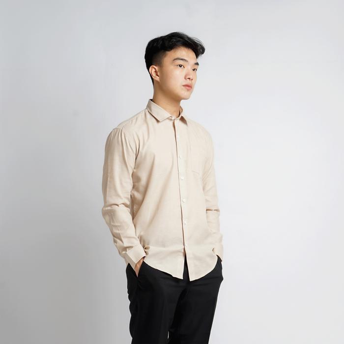 Gambar Kemeja oxford lengan panjang cream - Cream, S dari kumma basic undefined Tokopedia