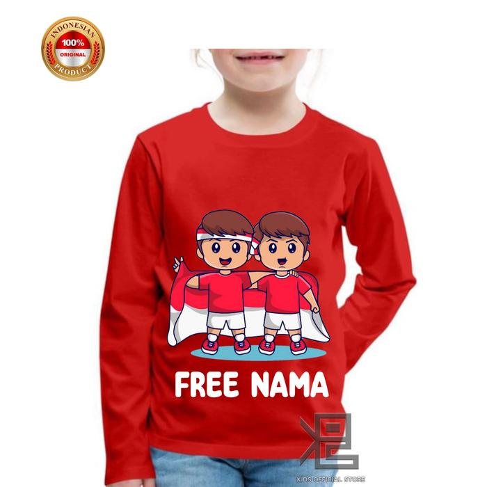 Gambar (FREE NAMA) BAJU KAOS ATASAN lengan panjang anak spesial motif KEMERDEKAAN indonesia 17 agustus ke 79 Bahan cottun premium - Putih, S dari kidsofficial-store undefined 5 Tokopedia
