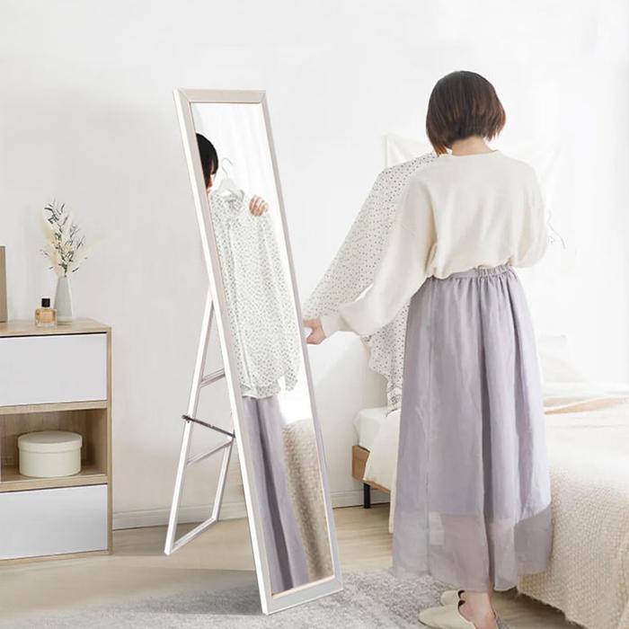 Gambar Toraya Cermin Berdiri Full Body/Cermin Frame Kayu/ Standing Mirror MR-145N ST - Putih, 30 cm dari TorayaLiving undefined Tokopedia