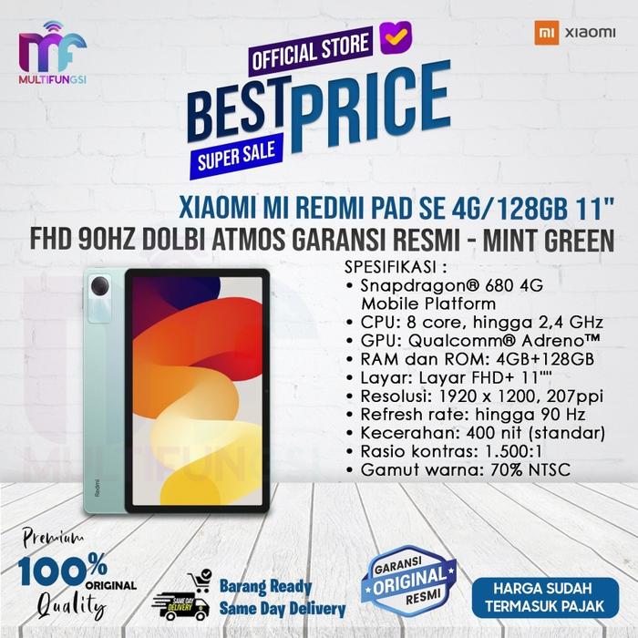 Gambar Xiaomi Redmi Pad SE 4GB/128GB 11" FHD 90Hz Dolbi Atmos Garansi Resmi - Mint Green dari Multifungsi Online undefined Tokopedia