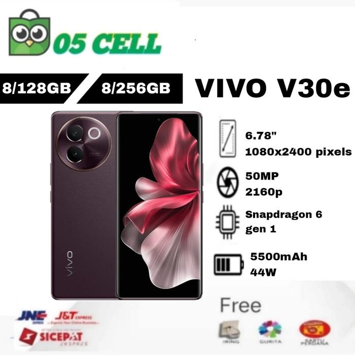 Gambar VIVO V30E 5G 8/128GB, 8/256GB NFC Curved Screen Garansi Resmi Indonesia - Red, 8/256Gb dari 05Cell undefined Tokopedia