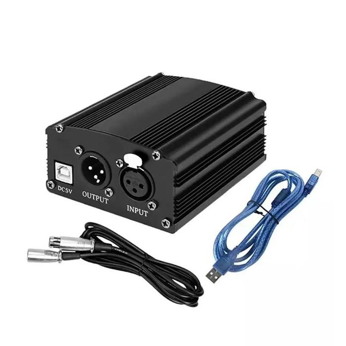 Gambar 1-Channel 48V Phantom Power Supply with XLR 3 Pin Microphone Cable for Condenser Microphone Music Recording Equipment dari EvoBay undefined Tokopedia