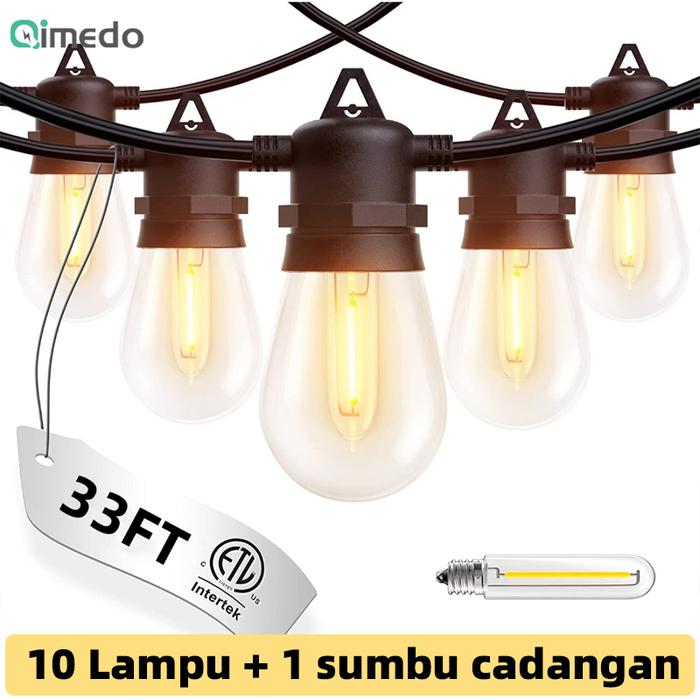Gambar Lampu Strip Fitting 15 Meter 15 Lampu Led Tahan Air Kafe Dekorasi Lampu Hias Komplit Lampu Outdoor Bohlam Gantung Plastik 1 Set - 10M+10Lampu dari thriftmaQ undefined Tokopedia