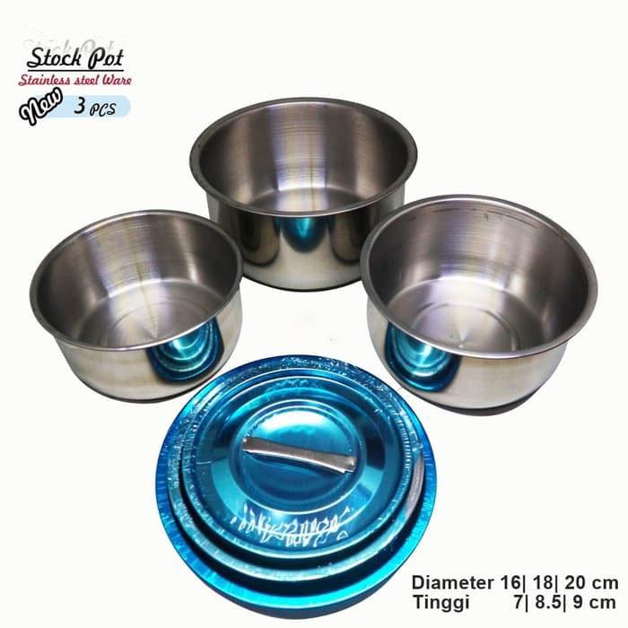Gambar Panci Set Stock Pot Panci Susu Mini Stainless Steel Panci Sup Soup Pot Baskom dengan Tutup Stainless - POT 16/18/20CM dari Sinar Arjuna undefined Tokopedia