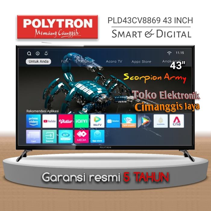 Gambar TV LED POLYTRON 43 INCH SMART DIGITAL - smart tv, tanpa bracket dari Toko Elektronic Cimanggis Jaya undefined Tokopedia