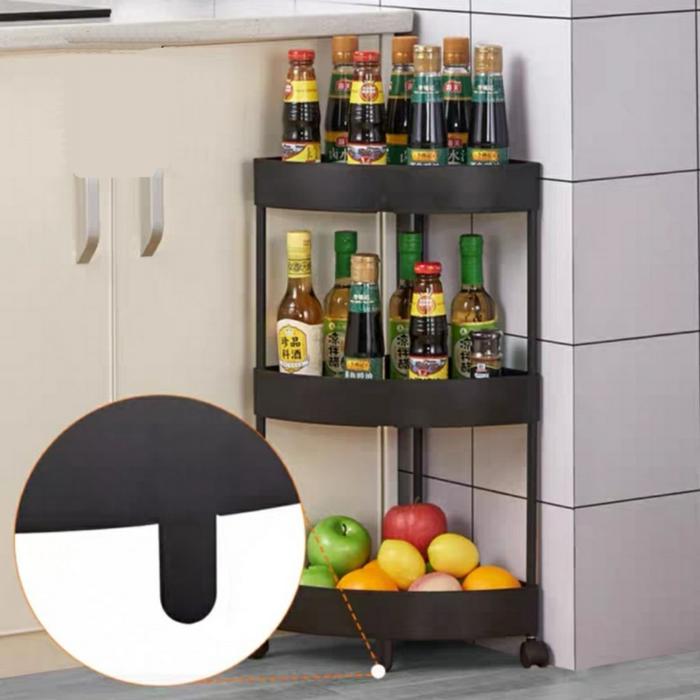 Gambar Rak Dapur Sudut Serbaguna 3 4 Susun Tingkat Plastik Segitiga 4Roda LBR - 3 SUSUN-HITAM dari Ciptawarna2000 Home Living undefined Tokopedia