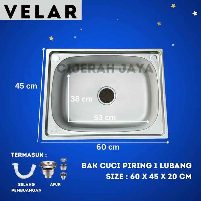 Gambar BAK CUCI PIRING STAINLESS VOLK WS6045 / BCP WASTAFEL KITCHEN SINK VOLK - VELAR GOJEK dari TB Cijerah Jaya undefined Tokopedia