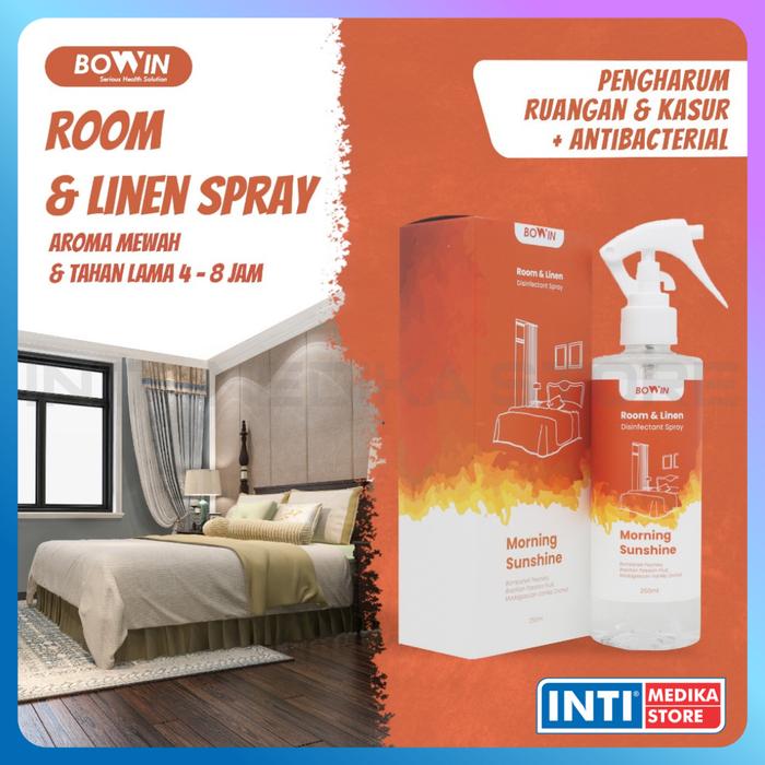 Gambar BOWIN - Room & Linen Disinfectant Spray 250ml | Disinfektan Pengharum Ruangan Serbaguna + Antibacterial - MorningSunshine dari INTI MEDIKA STORE undefined Tokopedia