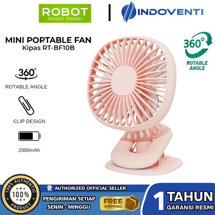 Gambar Robot RT-BF10B Kipas Angin Listrik Elektrik Portable Mini Fan Model Klip Jepit Meja Belajar 2000mAh USB-C - Merah Muda dari INDOVENTI undefined Tokopedia