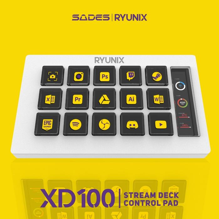 Gambar Sades Ryunix XD100 / XD-100 Stream Deck Control Pad - Putih, Free Emas dari TokoTeknoPro undefined Tokopedia