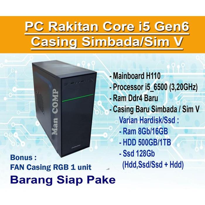 Gambar Pc/Cpu Core I5 Gen6 Ram Ddr4 Casing Simbada - Ram Ddr4 16GB, SSD 256GB dari STAR Comp24 undefined Tokopedia