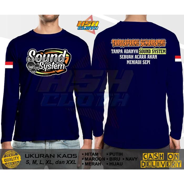 Gambar Baju Kaos Pria Distro Sablon DTF Sound System Audio Design Baru Tanggapanmu Semangatku Profesi Baju Pekerjaan Lengan Panjang Bisa Custom - HSHCloth - NAVY, M dari cahaya monika undefined Tokopedia