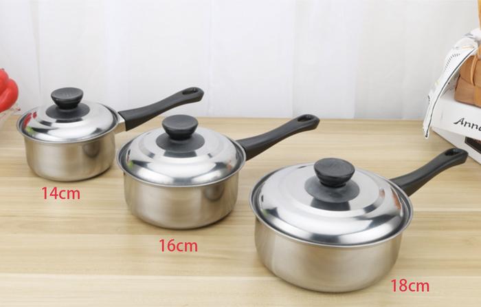Gambar Panci Set Stock Pot Panci Susu Mini Stainless Steel Panci Sup Soup Pot Baskom dengan Tutup Stainless - GAGAN14/16/18CM dari Sinar Arjuna undefined Tokopedia
