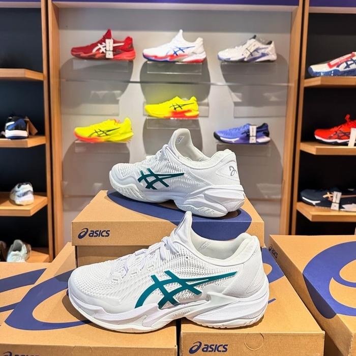 Jual Asics Court FF 3 Novak Men ( White / Pitch Green ) - 46.5