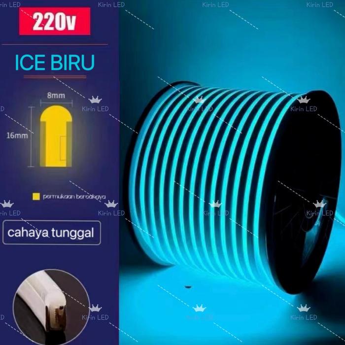 Gambar BARU!! NEON FLEX LAMPU LED NEON FLEX 6M 7M 8M 9M 10M SELANG 220V METERAN SIGN STRIP OUTDOOR / Neon Flexible 220v Per Meter / Lampu LED Neon Sign - ICE BIRU, 6M+SOKET dari Zavanaa45 undefined Tokopedia
