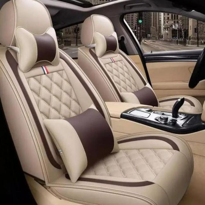 Gambar Sarung jok mobil innova g 2005-2015 full set 3 baris bahan Oscar murah bahan berkualitas - Cream coklat dari miollshop undefined Tokopedia